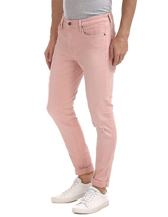 Men's Decent And Comfortable Jeans Light Pink