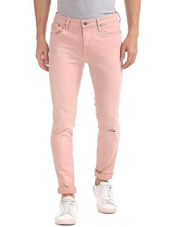 Men's Decent And Comfortable Jeans Light Pink